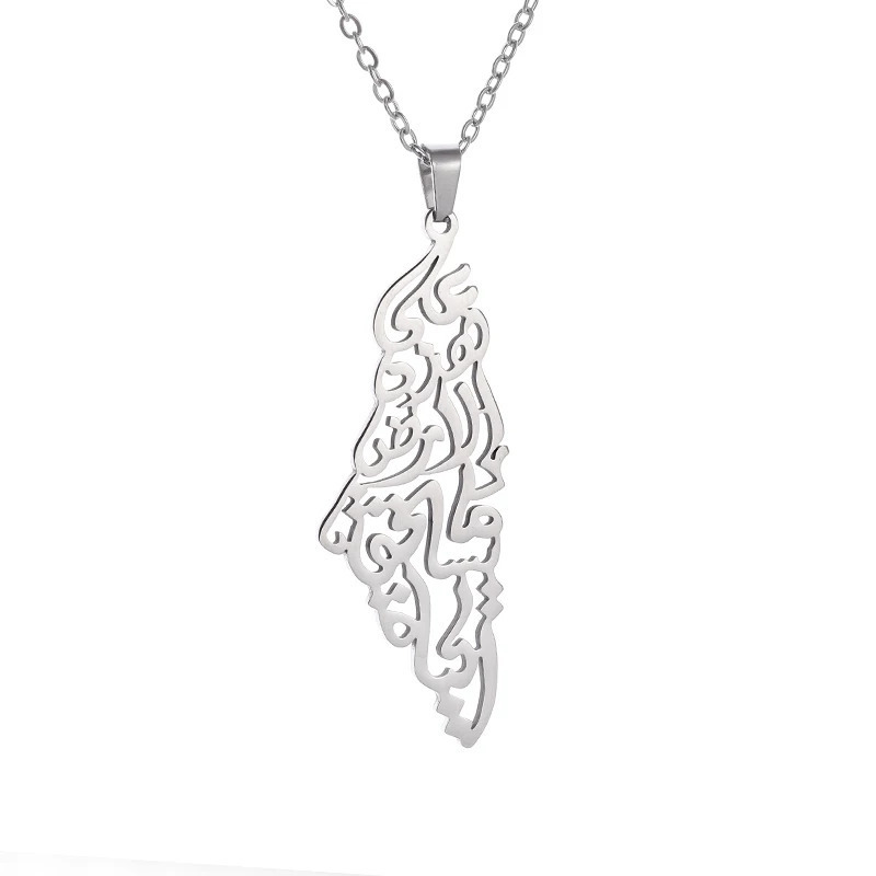 Vacuum plated map necklace for men and women, geometric line pendant, niche fashion accessories_voghion.com