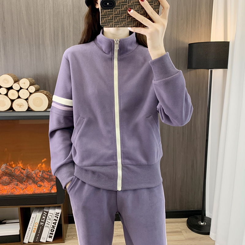 Trendy brand fashion coat Spring and Autumn new women's sports women's stand collar cardigan sweater solid color sweater all-matching