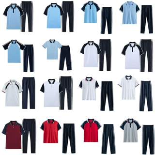 多款夏季中小学生短袖校服套装初中高中生班服团体服T恤定制olog
