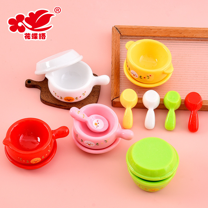 Cute Cartoon Duck Duck Bowl Diy Accessories Hot Pot Food Play Toy Cream Gel Hairpin Hairband Accessories
