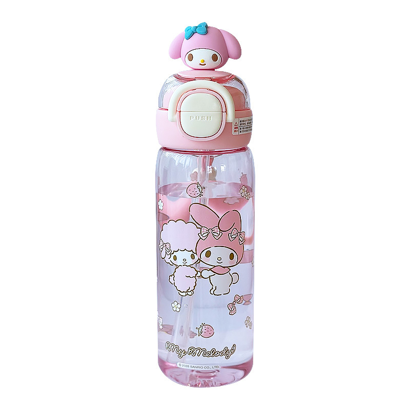 Sanrio 2026 nuevo lindo niño doble bebida taza de paja de alto valor facial para niñas taza de plástico especial para la escuela