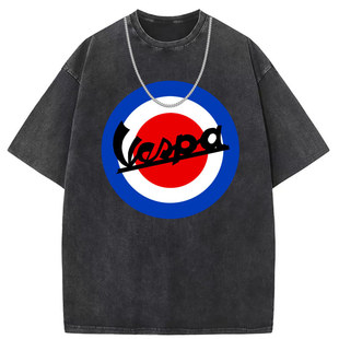 Washed Old American Style High Street Printed Short-sleeved T-shirt Women's Loose Casual Men's and Women's National Fashion Customization
