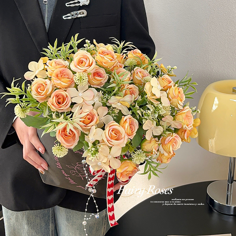 インスタイルローズ造花小さな花束装飾装飾品鉢植え DIY フラワーアレンジメントリビングルーム造花装飾|undefined