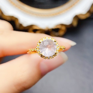 Factory wholesale explosions natural powder crystal suit S925 silver inlaid main stone 8*8 hot Europe and the United States a generation