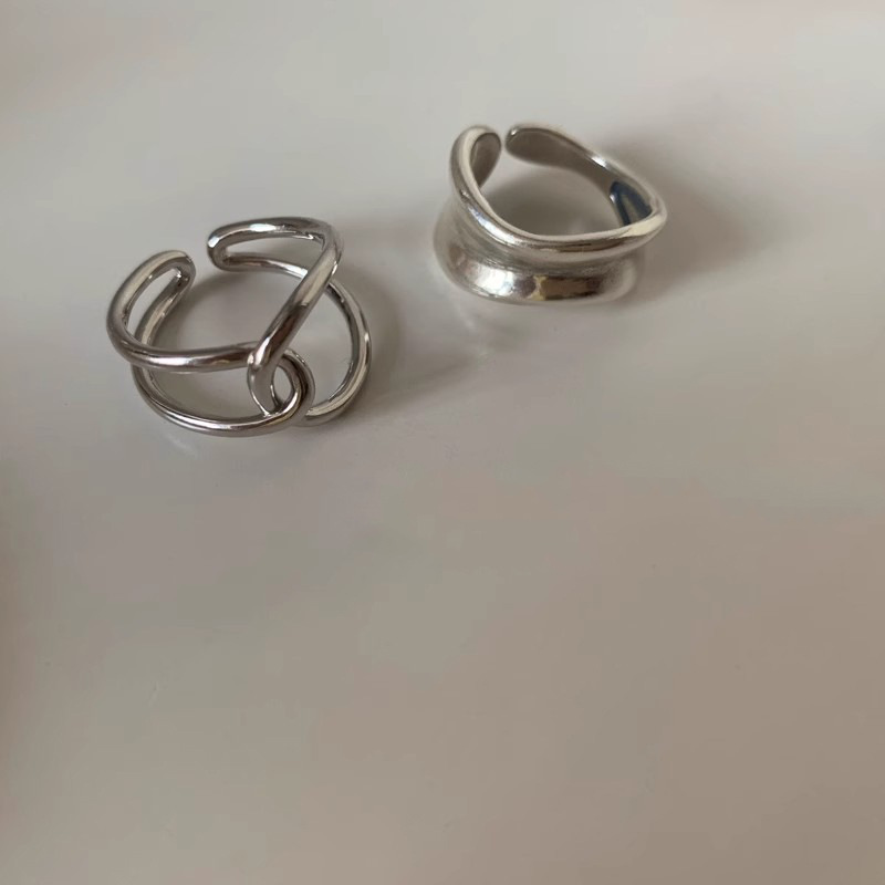 Wide Irregular Plain Band Cross Geometric Curves, Index Finger With Niche Open Design, Personalized Ring Wholesale_voghion.com