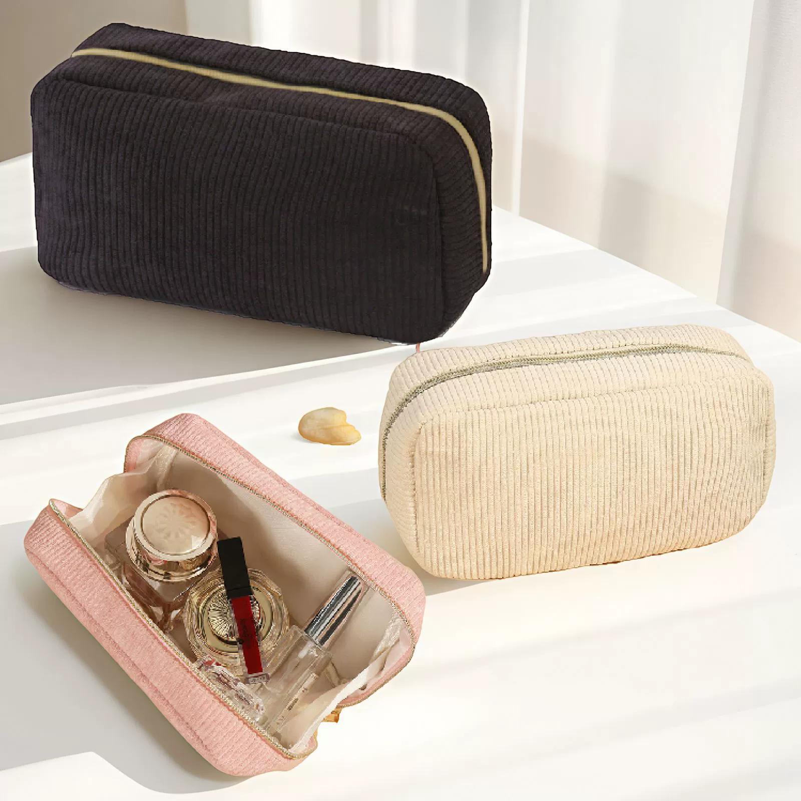 Новая сумка для хранения из вельвета, клатч, портативная косметичка большой вместимости, простая и универсальная дорожная сумка для туалетных принадлежностей.