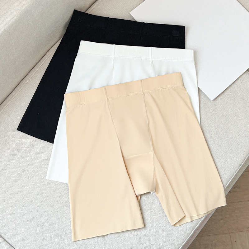 Women's Safety Shorts, Three-Quarter Length, Ice Silk Nylon Shark Pants with Cotton Crotch, Anti-Exposure, Thin Summer Leggings for Women