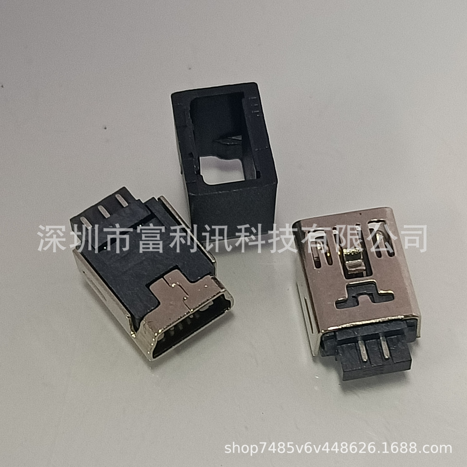 MINI USB母座 5Pin 180度直插弯脚铜壳 迷你usb母座 V3插头连接器-阿里巴巴