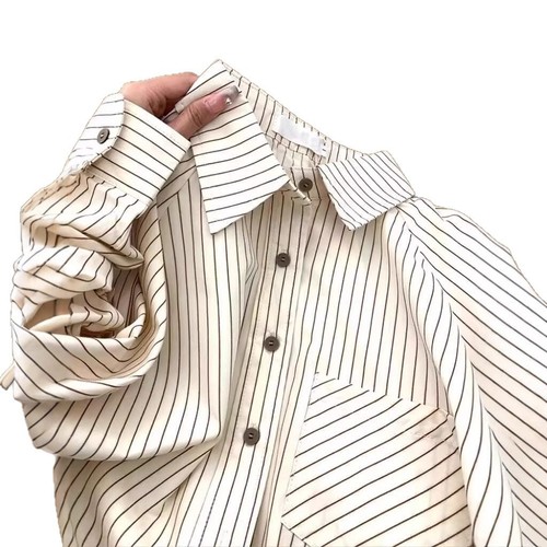 法式条纹衬衫女2025春秋新款设计感小众上衣韩系风格穿搭长袖衬衣