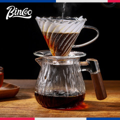 Bincoo縦紋コーヒーポット手沖コーヒーセットガラス縦紋共有ポット抽出冷抽出アメリカ品鑑カップ