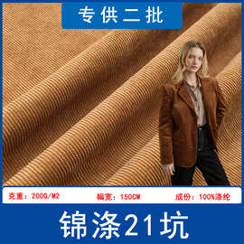 供应锦涤21坑灯芯绒面料无弹超细沙发抱枕家纺玩具服装布料