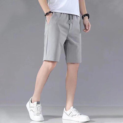Fashionable shorts, men's summer thin ice silk quick-drying casual sports quarter pants, loose Harajuku ins beach pants