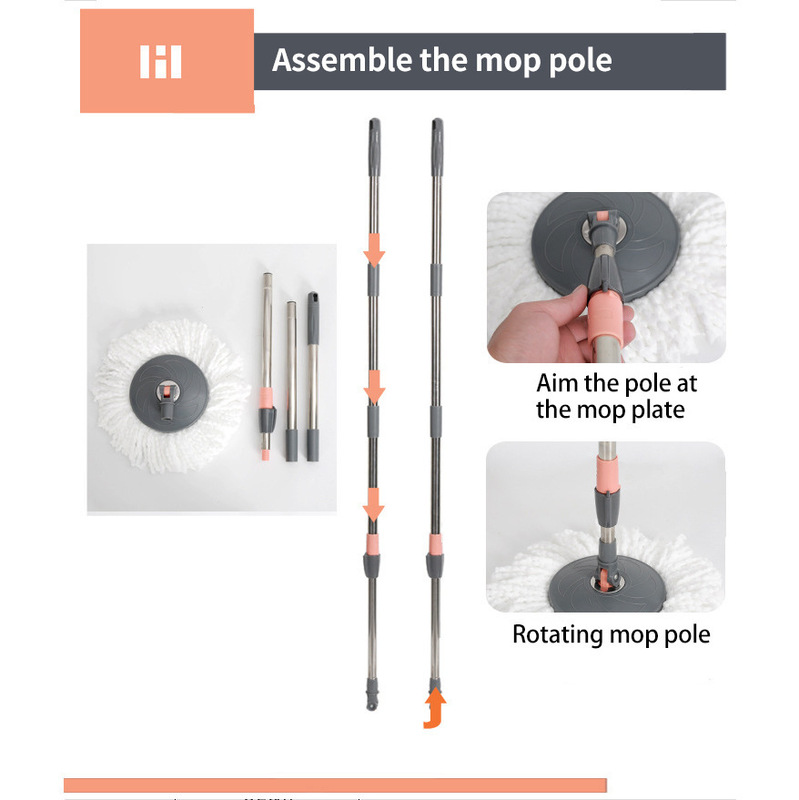 Cross-border household hand-free fast dehydration wet and dry dual-use detachable rotating mop bucket suit wholesale