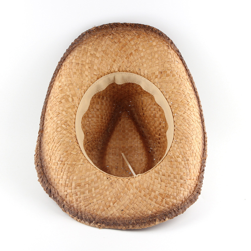 Amazon eBay transfronterizo europeo y americano sombrero de jazz occidental curling gran borde Lafite paja sombrero de fábrica al por mayor