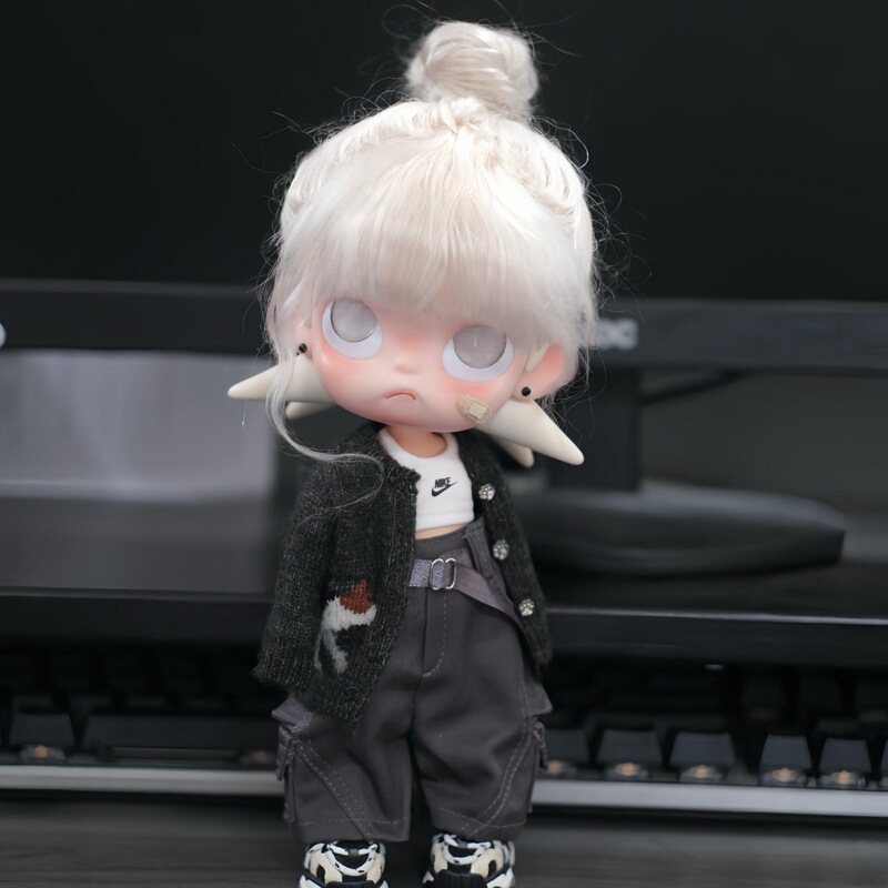 Pei Qin/Xiao Bu Sister Doll Bjd Ga Zi Sister Wig Synthetic Hair 3/4/6 Scale Water Wave Curly Hair Silver White