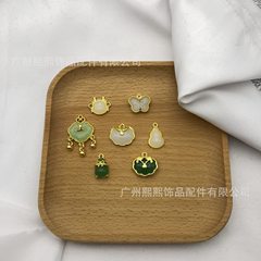 新中式飾品仿玉長命鎖2024新款葫蘆吊墜手鍊項鍊半成品diy飾品