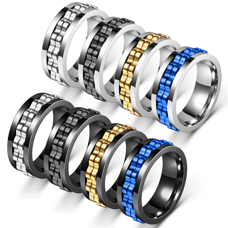 2026 New Model Cross-Border Exclusive Supply Niche Stress-Relief and Anti-Anxiety Gear-Patterned Rotatable Ring from the Source Manufacturer