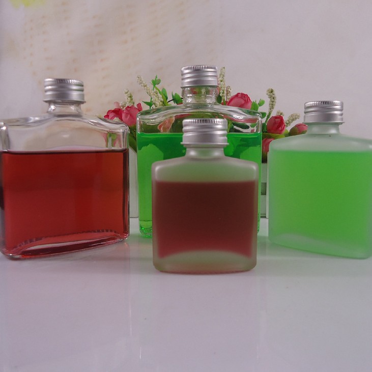 新款250ml扁方蒙砂玻璃酒瓶保健药酒瓶网红奶茶冷萃咖啡玻璃瓶