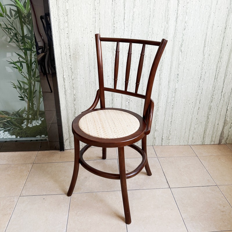 Silla de bambú - nogal Negro - asiento de Ratán