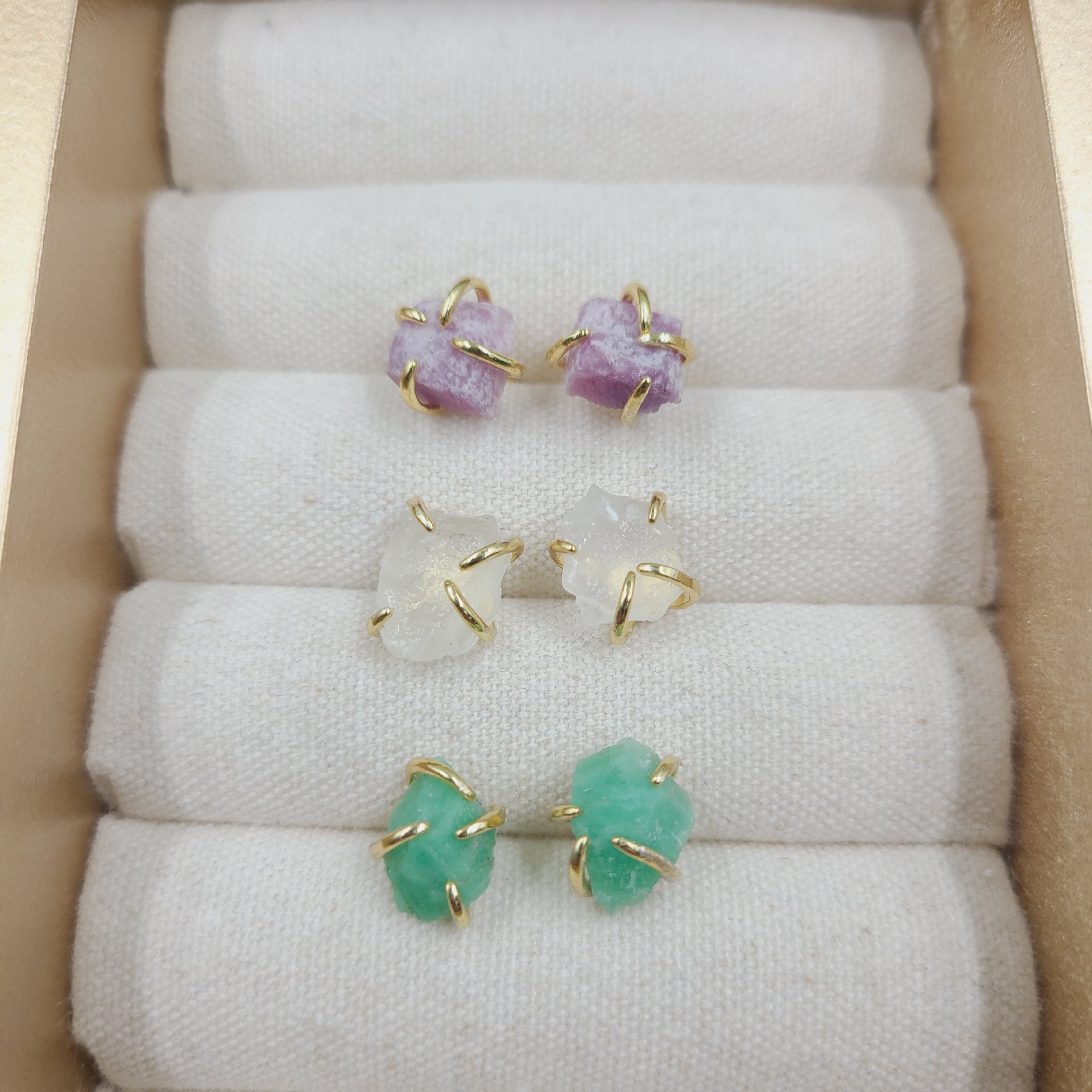 Simple Style Geometric Crystal Plating Ear Studs 1 Pair