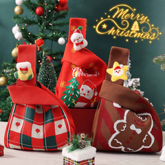 国境を越えたクリスマスプレゼントキャンディー袋児童プレゼント袋平安夜ニットバッグプレゼント袋リンゴ手提げ袋
