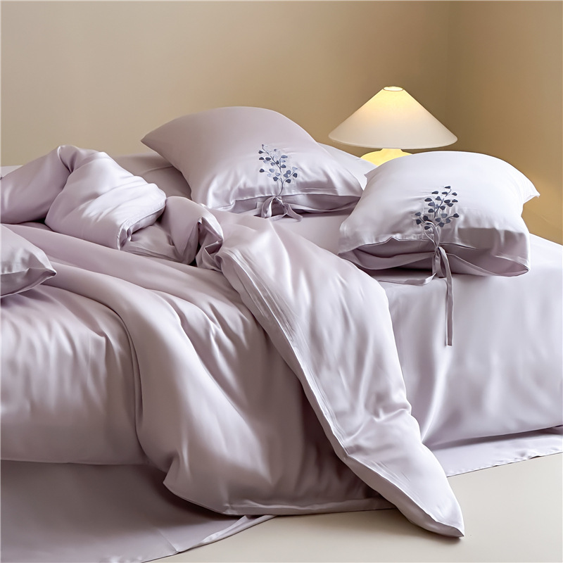 Embroidered Tencel Ice Silk Duvet Cover Four-piece Cooling Set_voghion.com