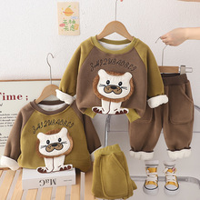 2024年长袖加厚两件套婴幼儿秋冬季新款套装男宝宝酷帅潮厂家批发