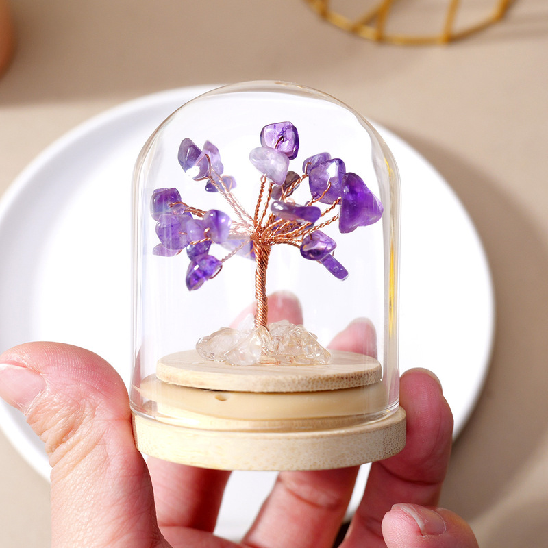 Natural Crystal Gravel Specimen Stone Feng Shui Crystal Money Tree Glass Bottle Desktop Home Decoration Accessories