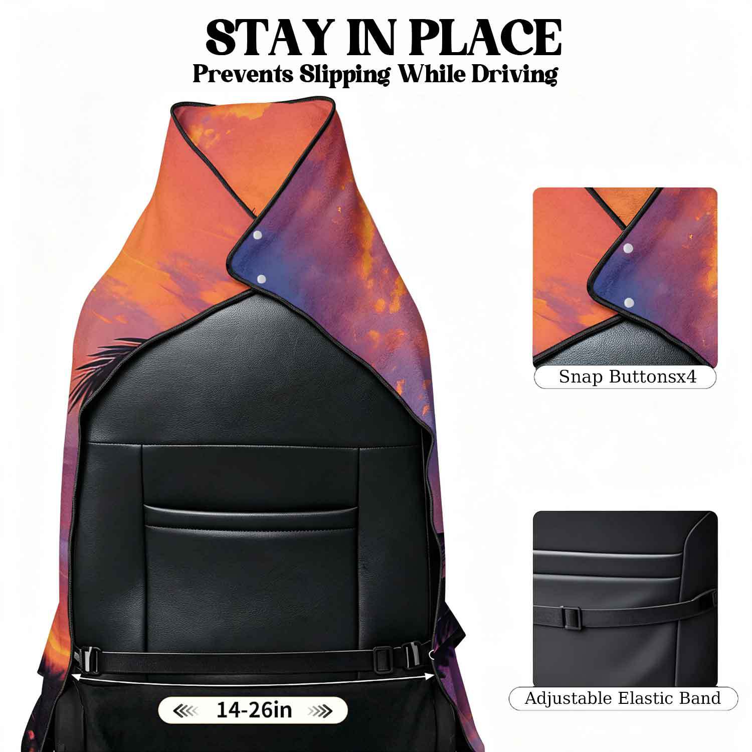 Printed bath towel and car seat cover 2-in-1, ultra-fine fiber outdoor beach and car dual-use universal seat cushion