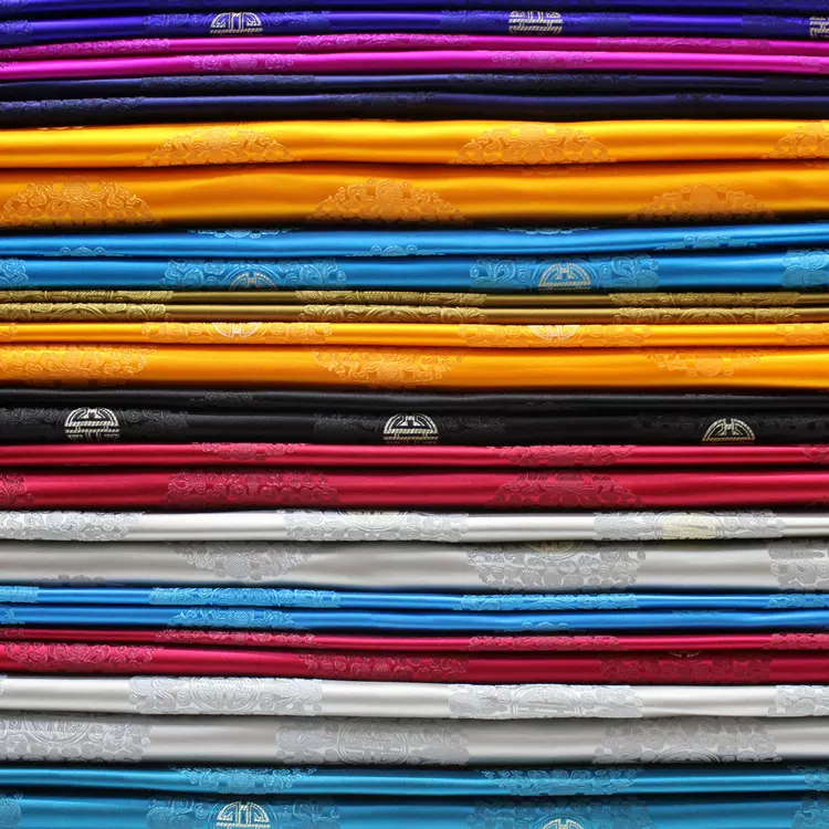 中国风唐装蒙古袍影视装饰坐垫抱枕布料提花织锦缎丝绸团花面料