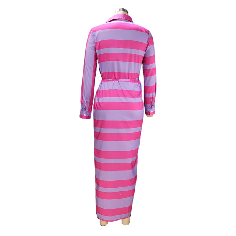 Women's Regular Dress Casual Elegant Turndown Printing Long Sleeve Stripe Midi Dress Daily display picture 5