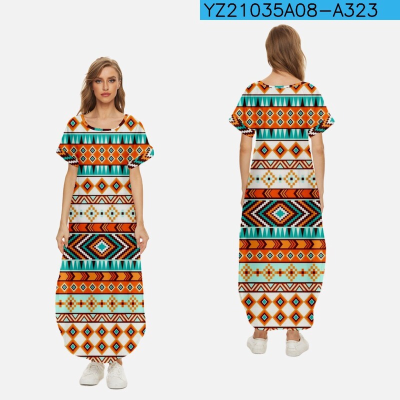 New Amazon Aliexpress RounD Neck Short Sleeve Summer Maxi Women's Dress Bohemian 3D Print European anD American New Amazon Aliexpress RounD Neck Short Sleeve Summer Maxi Women's Dress Bohemian 3D Print European anD American