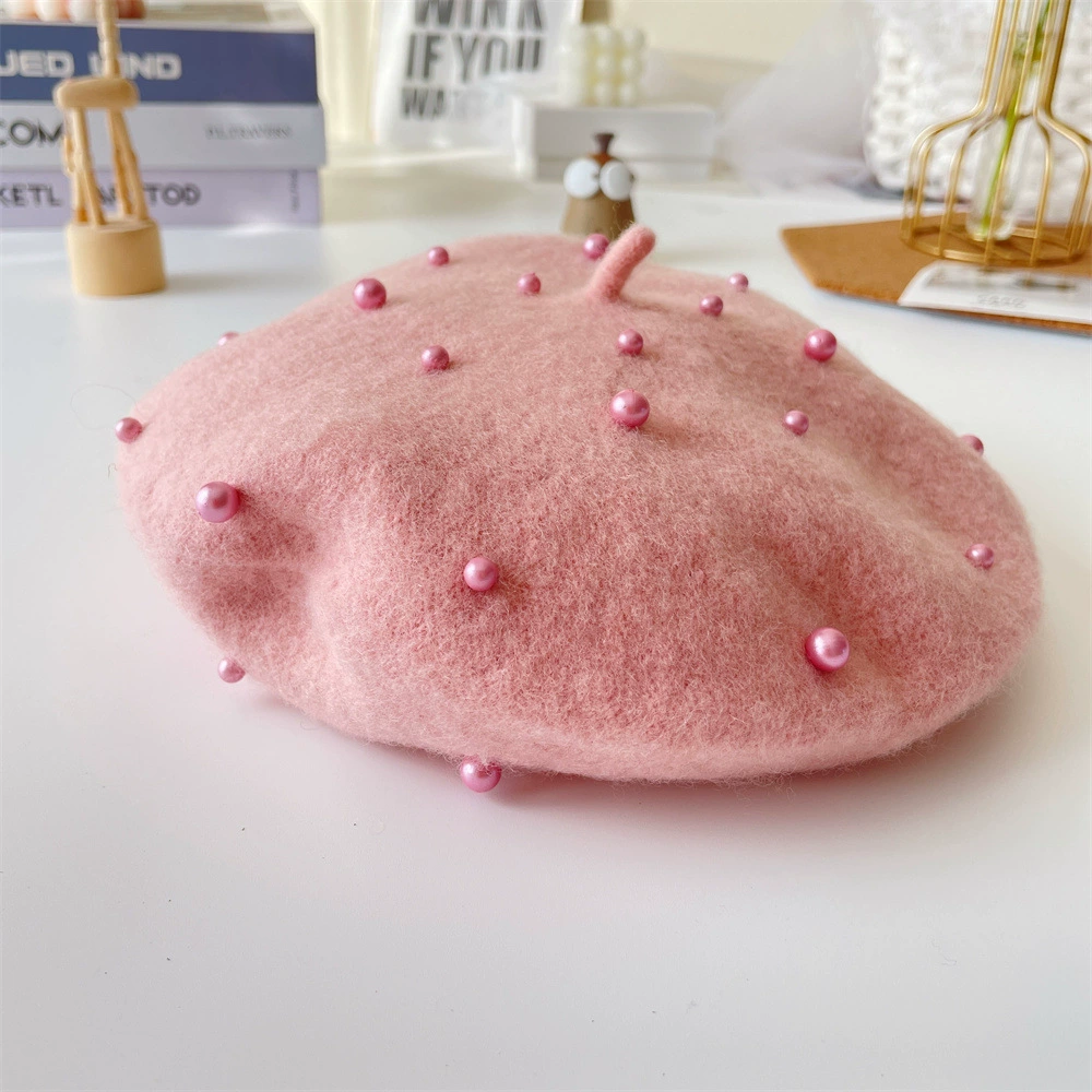 Детская демисезонная шляпа, шеряная берет Pearl, корейский стиль