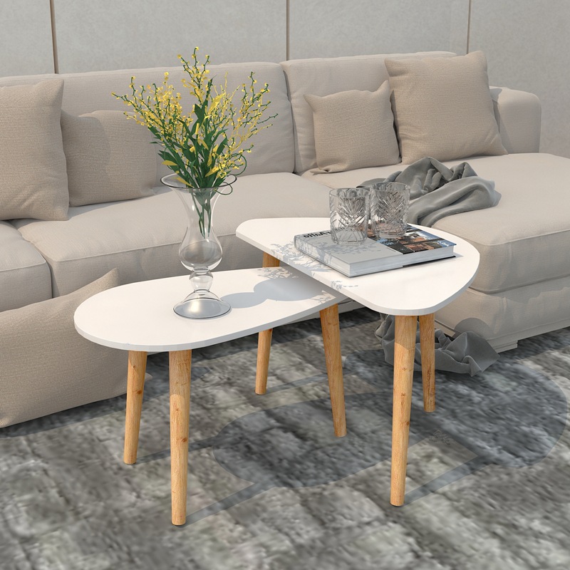 Mesa auxiliar de doble capa pequeña mesa de café simple pequeño apartamento mesa de gota de agua sala de estar mesa de café en casa sofá mesa auxiliar pequeña