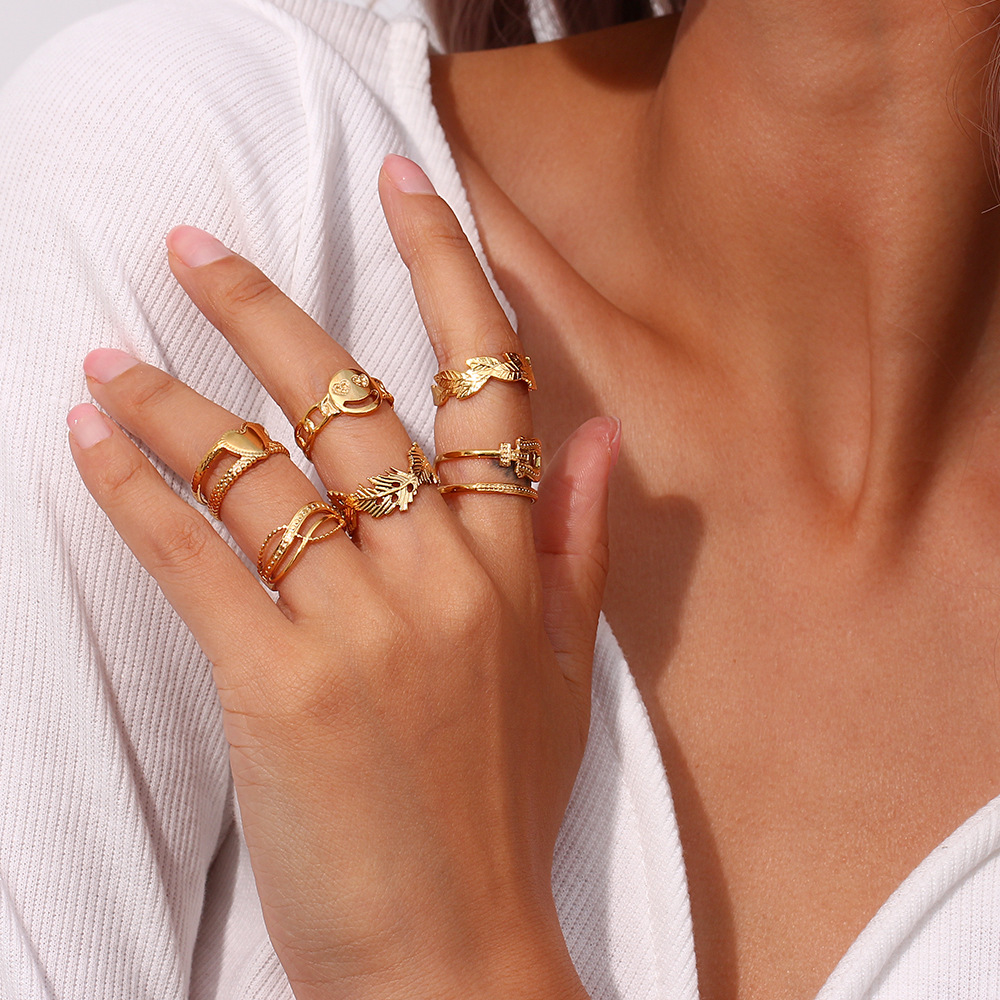 Fashion Geometric Stainless Steel Plating Zircon Open Ring 1 Piece