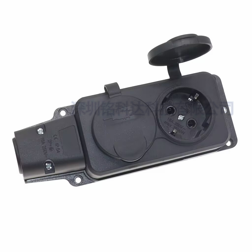 大功率橡胶防爆防摔插座工业插头两位欧标插座防水户外电源对接器