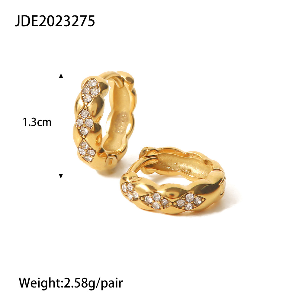 Fashion Geometric Stainless Steel Gold Plated Artificial Diamond Earrings 1 Pair