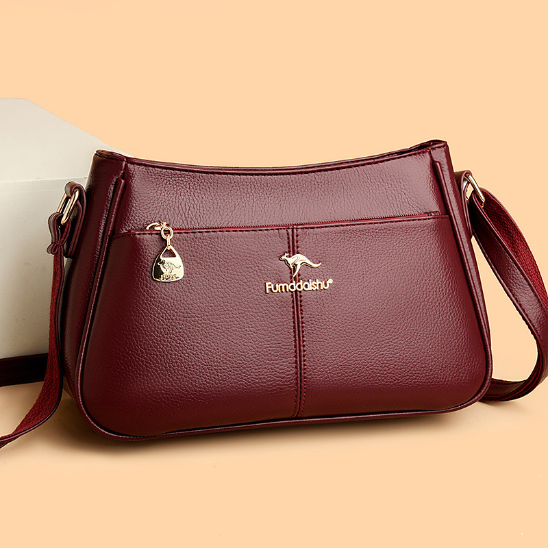 跨境高级感软皮包包女简约大气中年妈妈包通勤百搭大容量单肩斜包