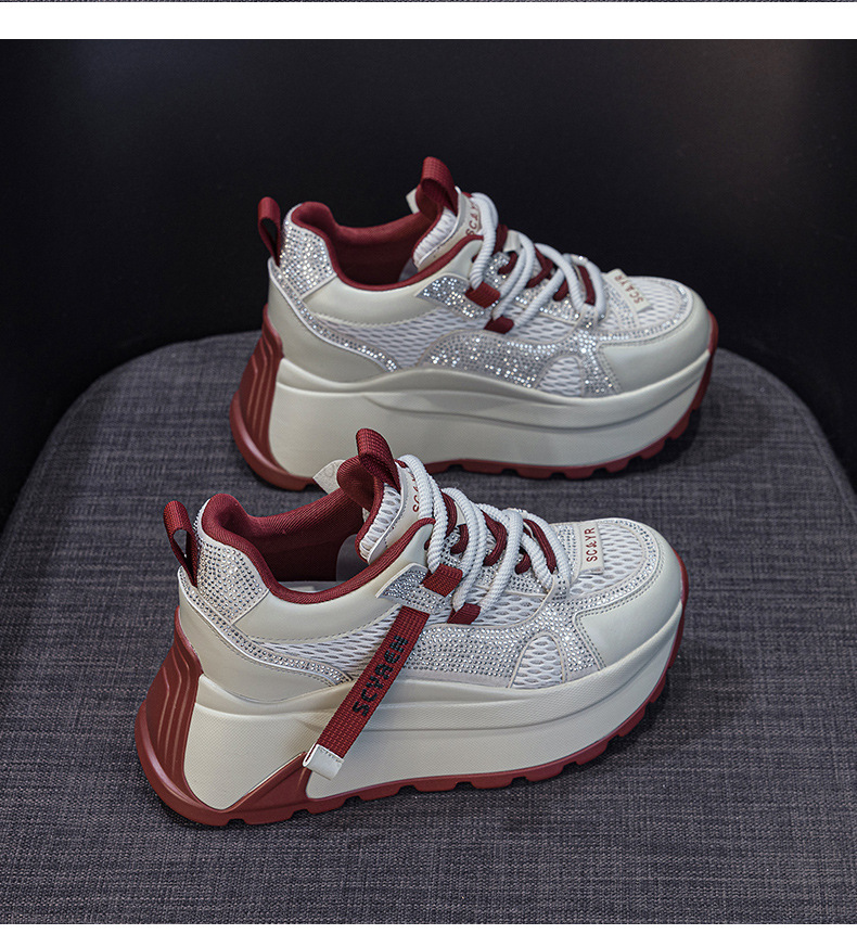 Giày sneaker nữ đế dày phong cách cổ điển phối lưới và da — Vàng lưới 5027-1, Đỏ da 5027, Xám lưới 5027-1, Đỏ lưới 5027-1 chi tiết 16