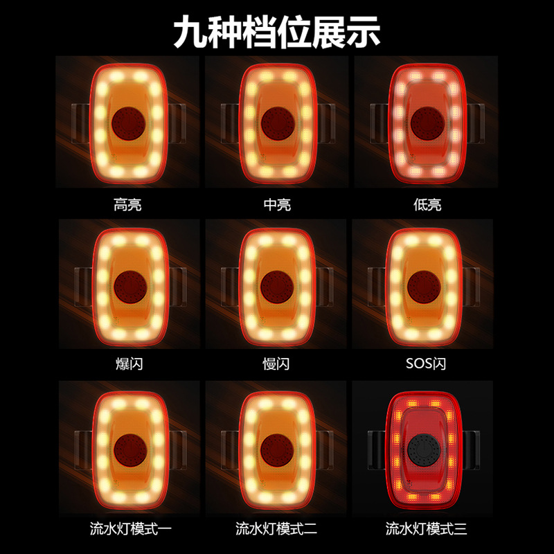 Luz de bicicleta Luz trasera Luz de carretera Montaña Luz delantera accesorios de bicicleta Advertencia de equipo de viaje USB carga Luz de viaje nocturno