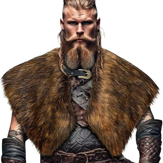 Men's and Women's Viking Fur Shawl Medieval Faux Fur Cape Shoulder…