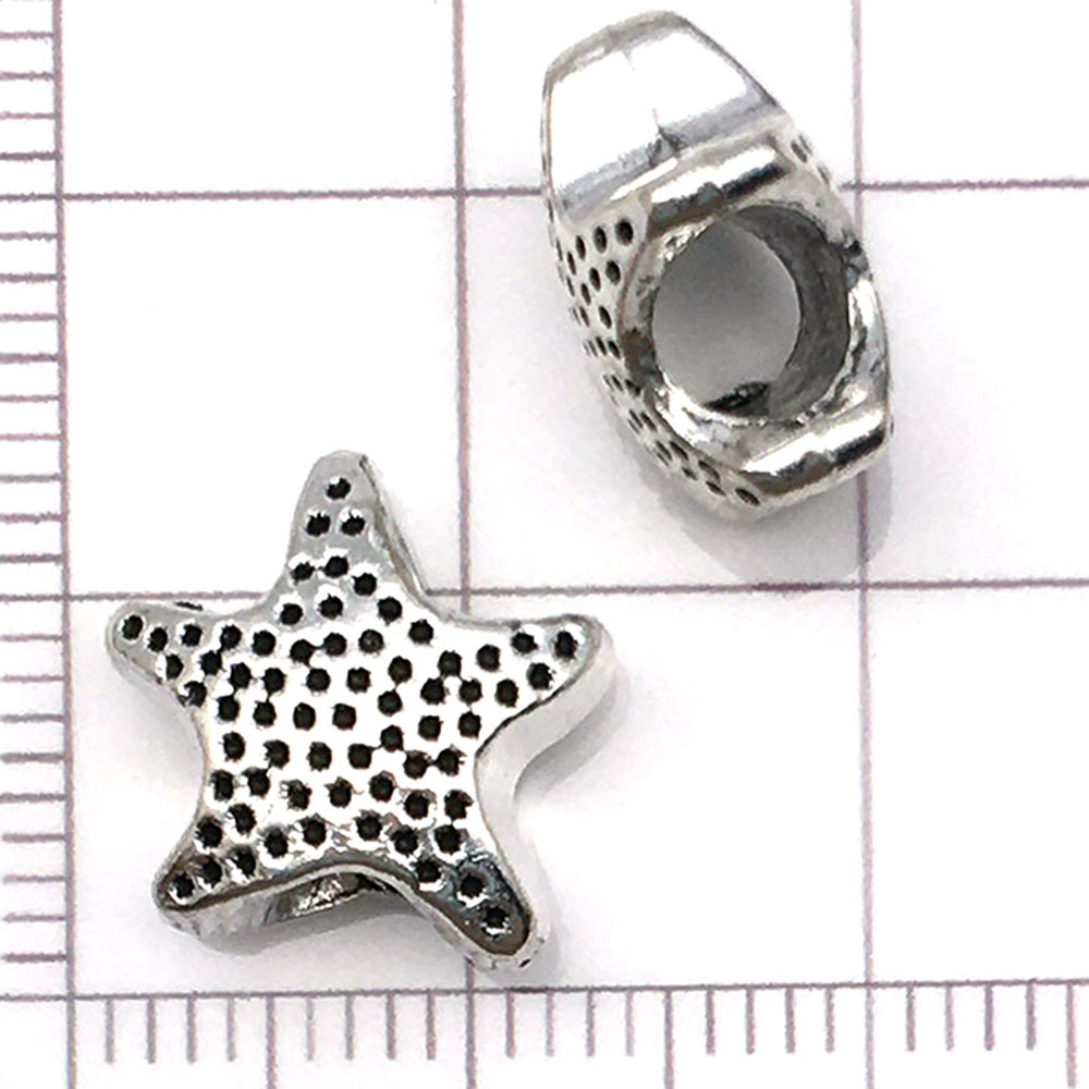 6659-M-古银锌合金海洋海星潘家大孔珠13x14-1.8