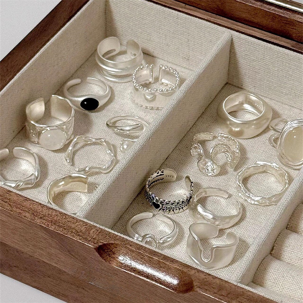 moonstone agate ring female 925 sterling silver cold ins style special interest light luxury high-grade open non-fading ring