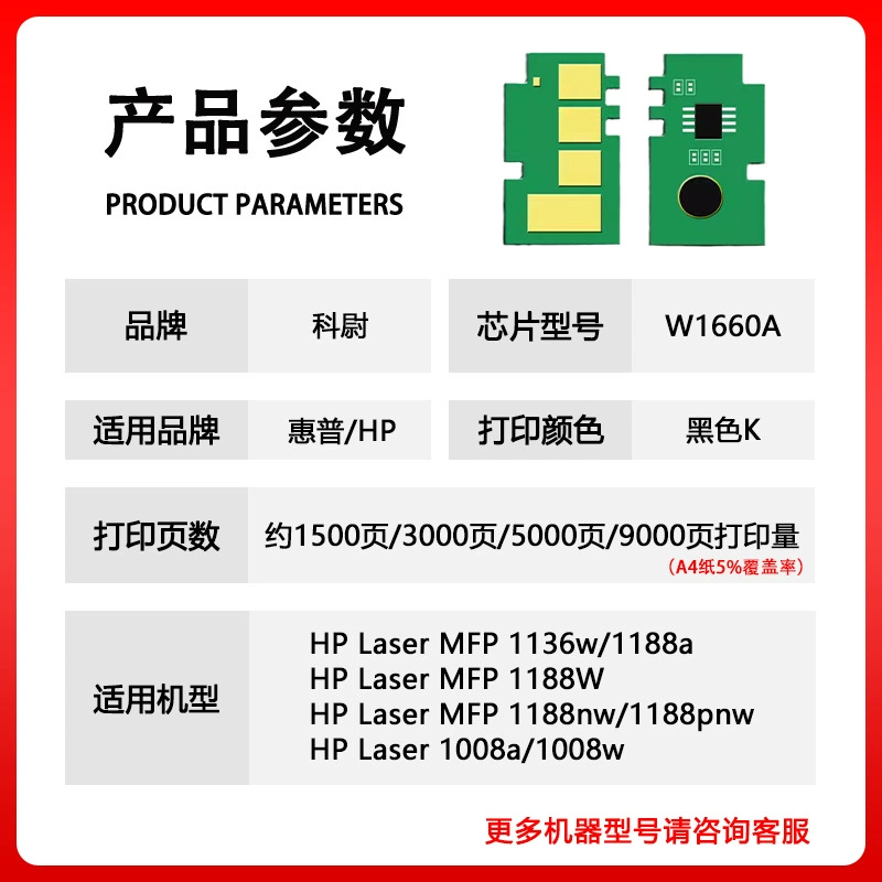 Применимо к чипу HP W1660A 1188nw 1188w 1188pnw 1188a, чипу подсчета 1008a/w