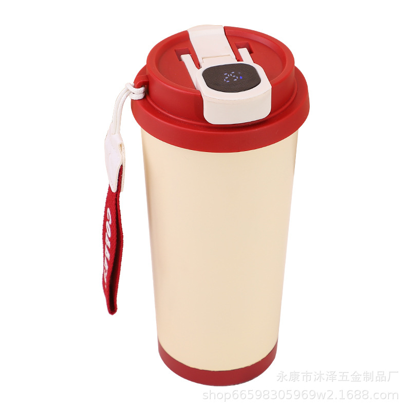 Taza de café inteligente de doble bebida de alto valor 316 taza de acero inoxidable taza de aislamiento térmico taza de cuerda portátil al aire libre taza de agua de color sólido