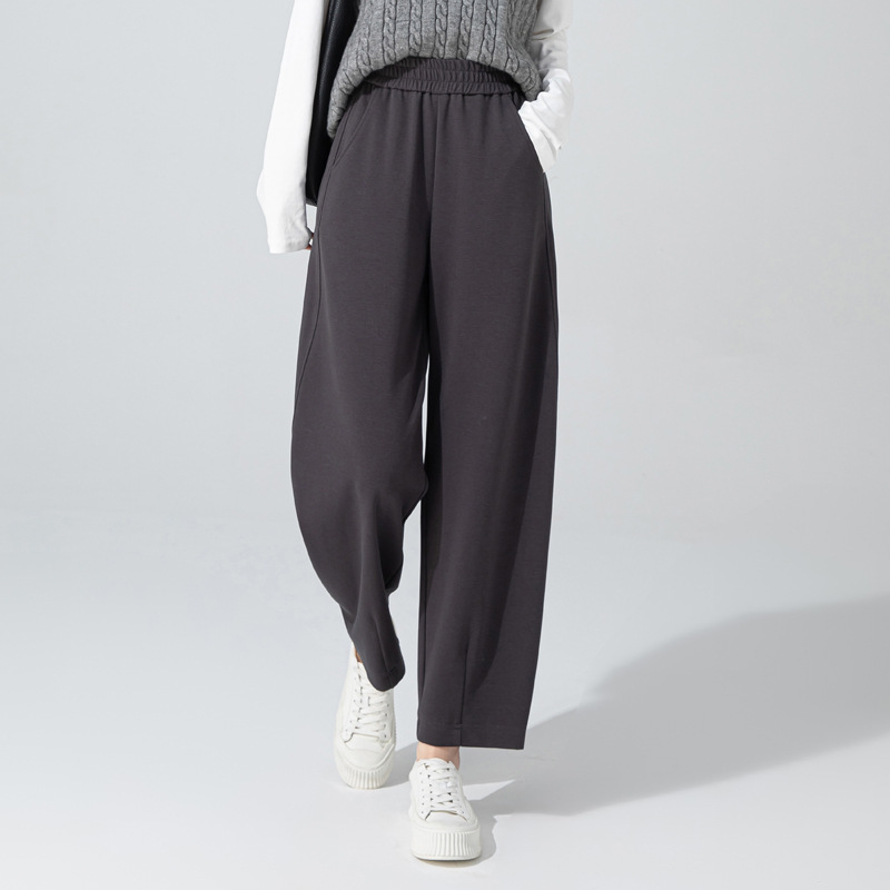 Zhengzhou Women's Pants New Style Sickle Pants Women's High Waist Harem Nine-Point Elastic Waist Casual Fashion Dad Versatile and Lightweight