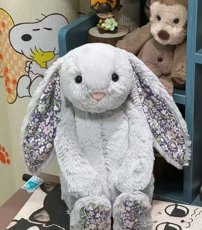 同じジェリーキャットの白、ピンク、茶色、灰色の花柄ボニーうさぎのぬいぐるみ、ギフトネット|undefined