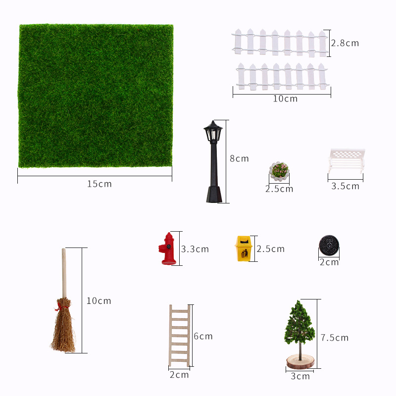 1:12 Dollhouse 12 mini casa césped patio decoración traje patio miniatura escena
