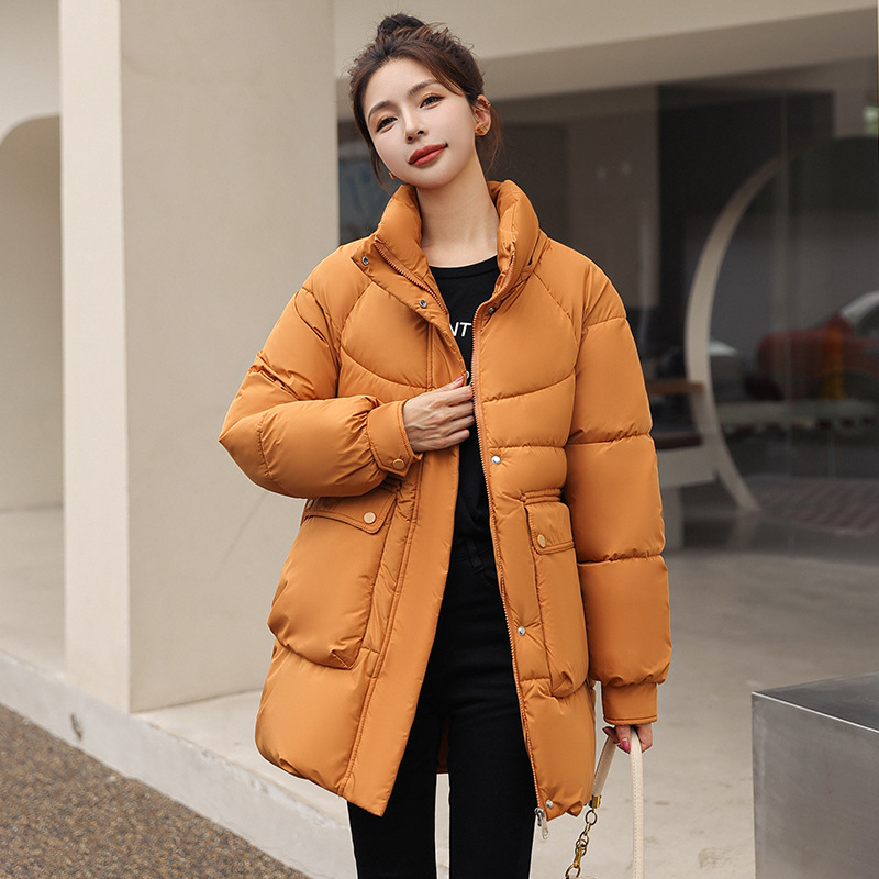 Women's Clothing New large size down jacket for women in winter loose large fur collar hooded thickened medium and long cotton coat for small size_voghion.com
