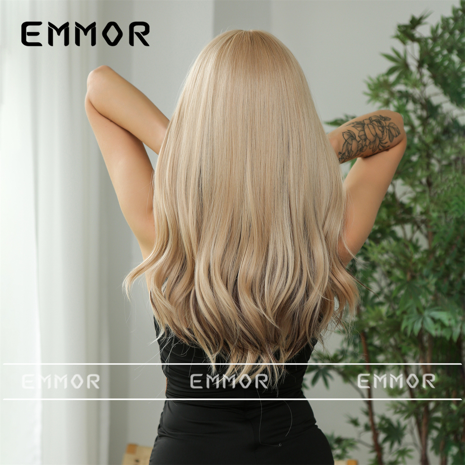 Elegante up Air Bangs color largo Pelo Rizado diario Fecha de fiesta atmósfera llena simulación peluca cabeza cubierta